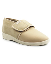 Półbuty Jesienne Damskie Beżowe Lekkie Dla Seniorów Na Rzep Adanex 29626