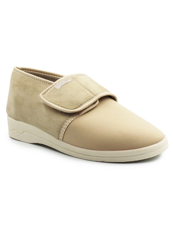 Półbuty Jesienne Damskie Beżowe Lekkie Dla Seniorów Na Rzep Adanex 29626