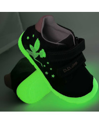 Półbuty Dla Dziewczynek Na Jesień Świecące w Ciemności Wróżki DD STEP S073-52165AM Dark Grey