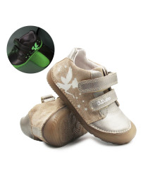Półbuty Dla Dziewczynek Świecące w Ciemności Barefoot DD STEP S073-52165BM Champagne