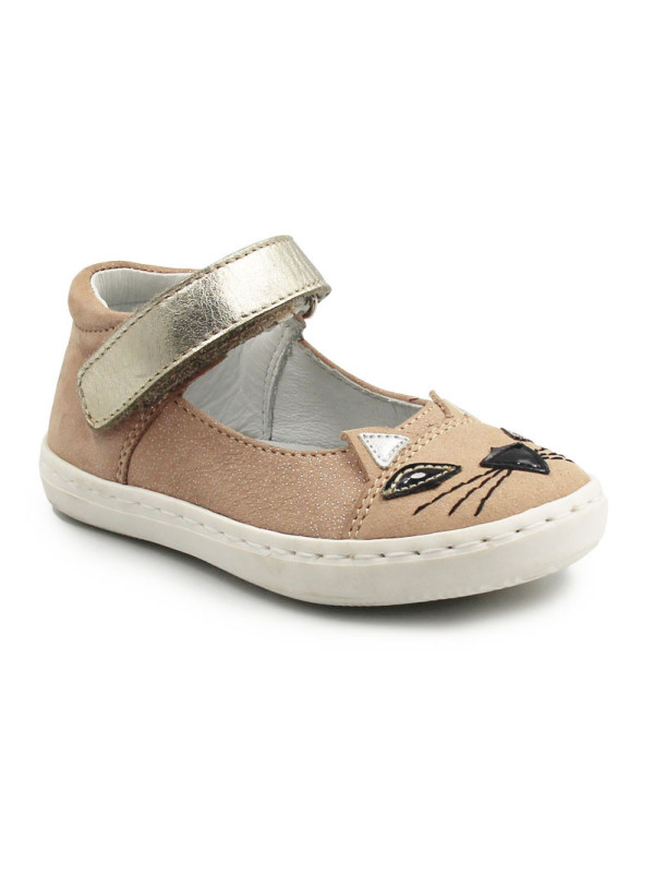 Brokatowe balerinki dla dziewczynek z kotkiem do przedszkola Mido 20-17 Róż-Brokat