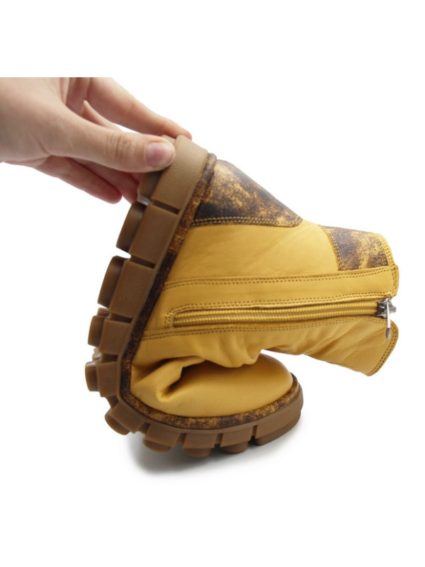 Buty damskie na jesień zimę ze skóry naturalnej Manitu 990678-06 gelb