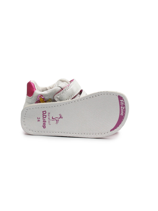Dziewczęce Buty Na Wiosnę z Motylkiem Barefoot Błyszczące DD STEP S070-52656BT White