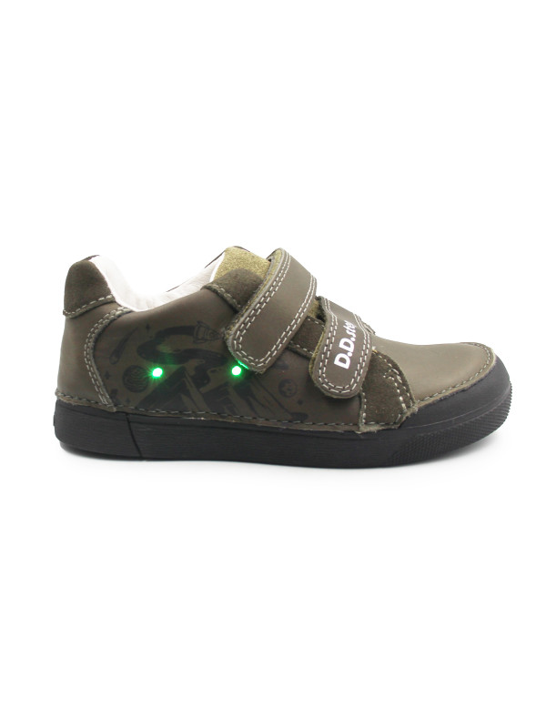 Chłopięce Buty Na Wiosnę Półbuty LED DD STEP S068-52288MZ Khaki