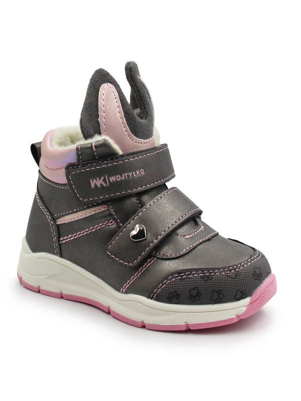 Zimowe Buty Dla Dziewczynek Na Rzep Ocieplane Wojtyłko 1Z26090 Szary