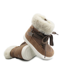 Dziecięce Buty Na Zimę Kozaki Dla Dziewczynek Na Suwak Wojtyłko 1Z26101 Brązowy