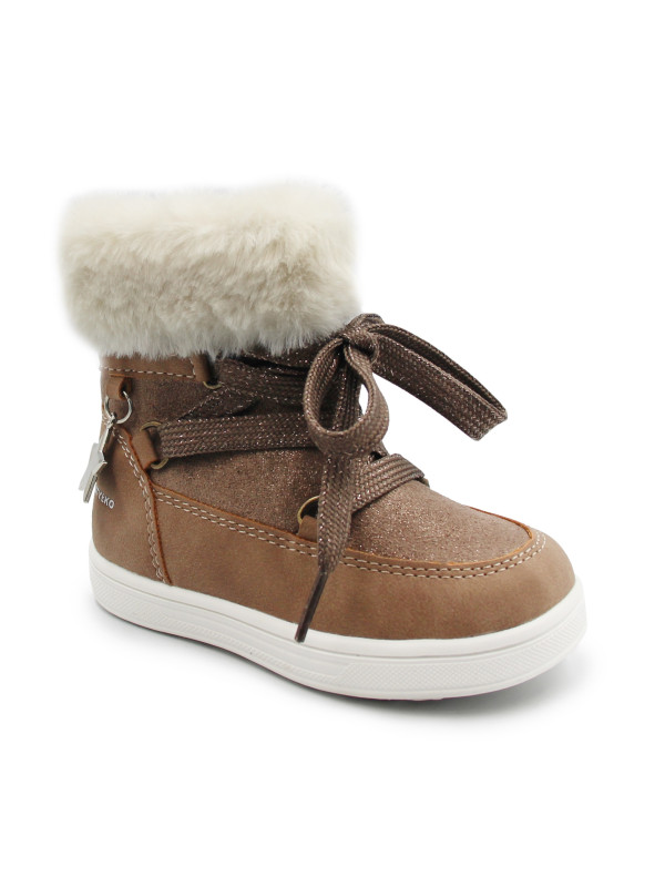 Dziecięce Buty Na Zimę Kozaki Dla Dziewczynek Na Suwak Wojtyłko 1Z26101 Brązowy