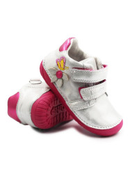 Dziewczęce Buty Na Wiosnę z Motylkiem Barefoot Błyszczące DD STEP S070-52656BT White