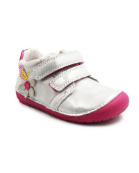Dziewczęce Buty Na Wiosnę z Motylkiem Barefoot Błyszczące DD STEP S070-52656BT White