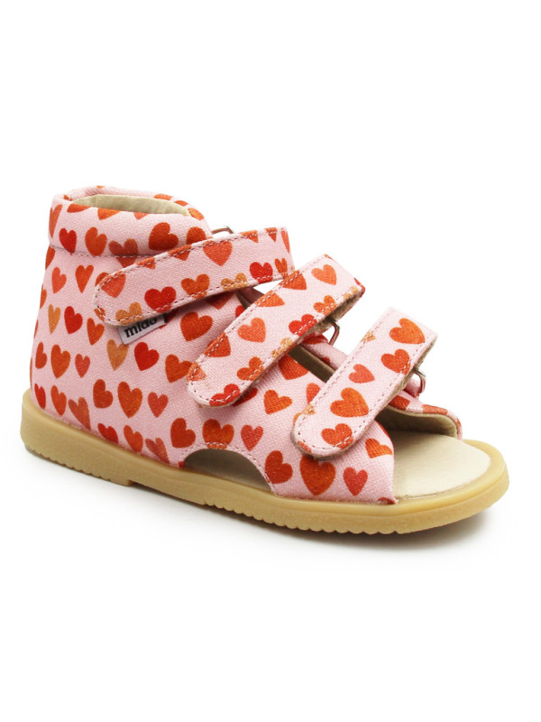 Różowe Kapcie Dla Dziewczynek w Serduszka Obcas Thomasa Mido 816 Love Rose