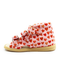 Różowe Kapcie Dla Dziewczynek w Serduszka Obcas Thomasa Mido 816 Love Rose