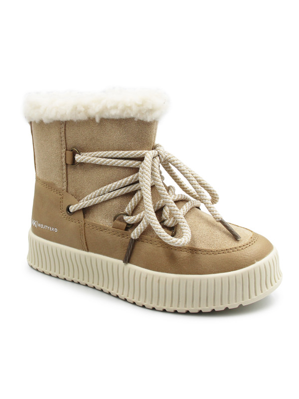 Ciepłe Śniegowce Dziewczęce Na Zimę Wojtyłko 4Z26102 Beżowy