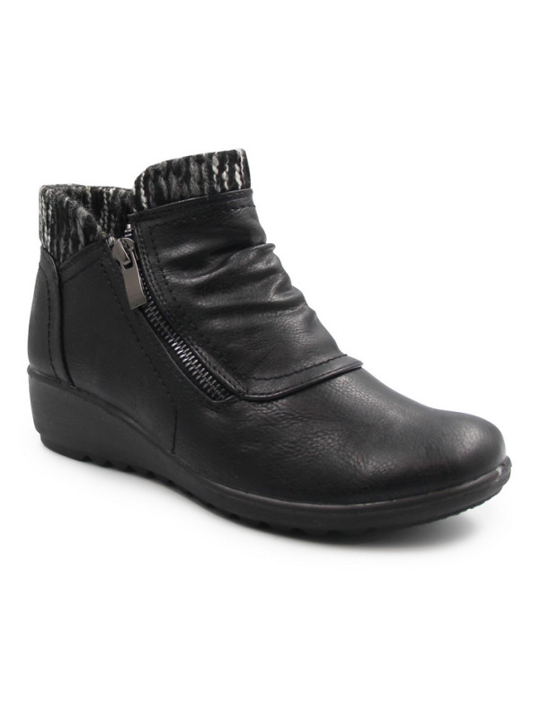 Czarne Buty Damskie Skórzane Na Jesień i Zimę Ocieplane Wojtyłko 7ZB25020C