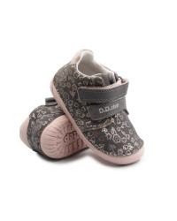 Buty Na Wiosnę Dla Dziewczynki w Kwiatuszki Barefoot DD STEP S070-52724B Dark Grey