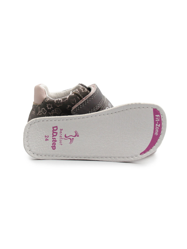 Buty Na Wiosnę Dla Dziewczynki w Kwiatuszki Barefoot DD STEP S070-52724B Dark Grey