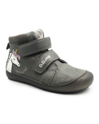 Buty Dziewczęce Na Wiosnę z Jednorożcem Świecące w Ciemności BAREFOOT DD STEP A063-52815M Dark Grey