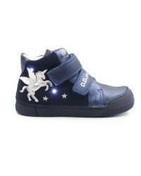 Wiosenne Buty Dziewczęce Świecące LED z Jednorożcem DD STEP A068-52459M Royal Blue