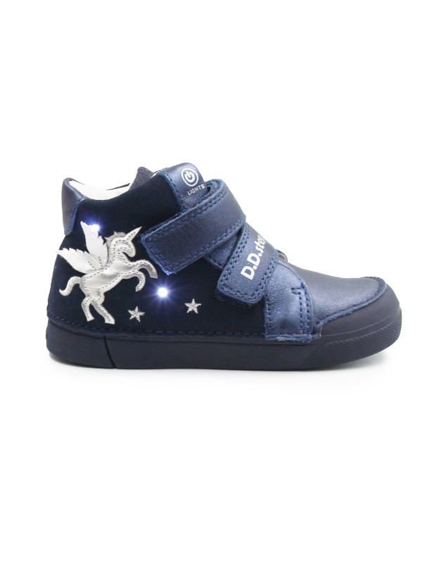Wiosenne Buty Dziewczęce Świecące LED z Jednorożcem DD STEP A068-52459M Royal Blue