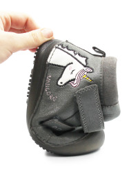 Buty Dziewczęce Na Wiosnę z Jednorożcem Świecące w Ciemności BAREFOOT DD STEP A063-52815M Dark Grey