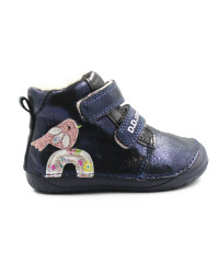 Buciki Zimowe Dla Dziewczynek Na Rzep Barefoot DD STEP W070-52624Z Royal Blue