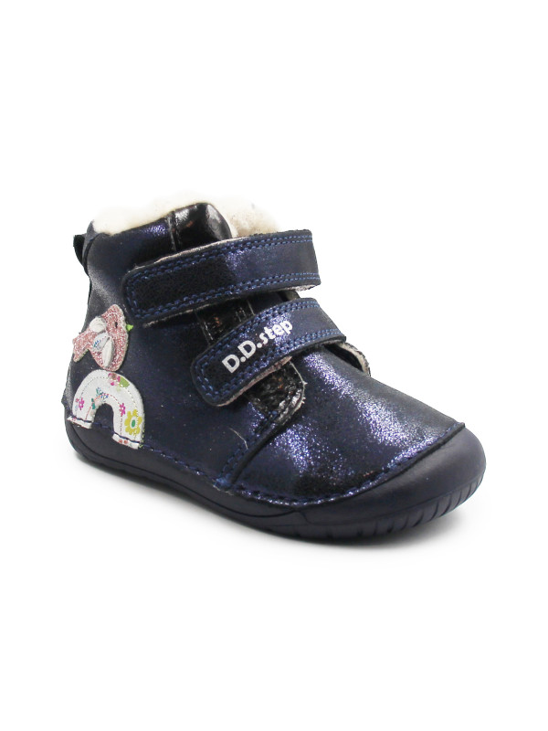 Buciki Zimowe Dla Dziewczynek Na Rzep Barefoot DD STEP W070-52624Z Royal Blue