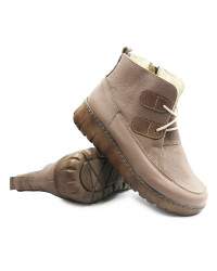 Ocieplane Buty Damskie Na Zimę i Jesień Brązowe Botki Helios 795 Khaki