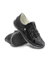 Tenisówki z lakierowanej skóry dla dziewczynki na wiosnę do szkoły BARTEK w-95524/sz/1hw