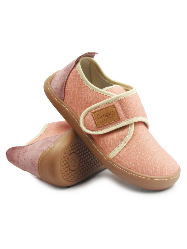 Kapcie Dla Dziewczynek na Rzep Barefoot Ameko Piko Brownrose