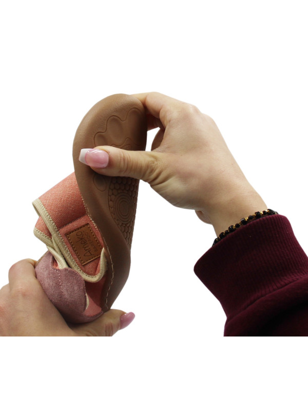 Kapcie Dla Dziewczynek na Rzep Barefoot Ameko Piko Brownrose