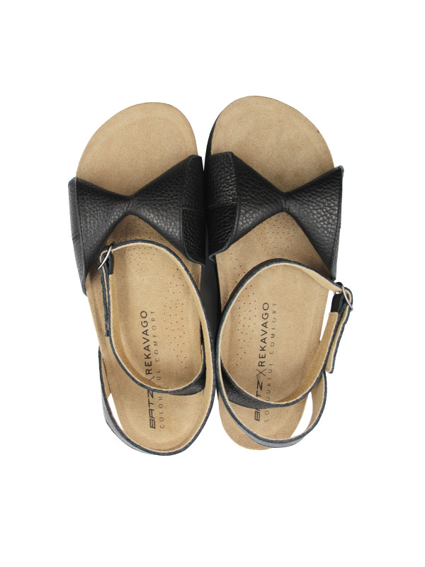 Damskie Sandały z Kokardą Czarne Zapinane na Nodze Batz Summer Geisha