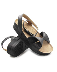 Damskie Sandały z Kokardą Czarne Zapinane na Nodze Batz Summer Geisha