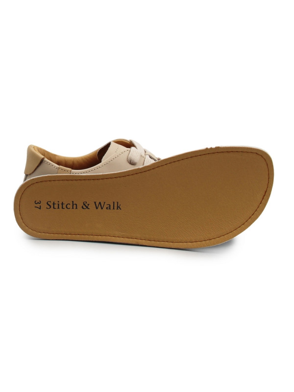 Barefoot buty na wiosnę dla kobiet Stitch&Walk S088-61943 cream