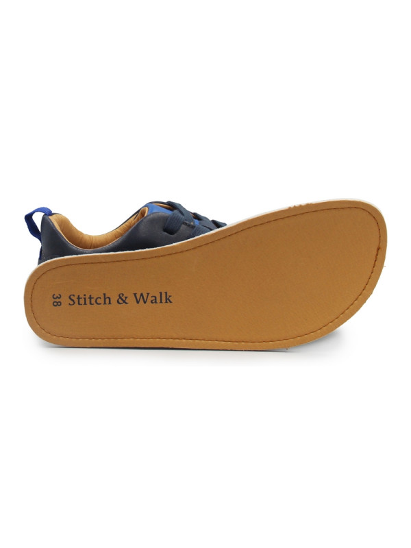 Męskie i damskie półbuty barefoot na wiosnę skóra naturalna Stitch & walk S088-61255A royal blue