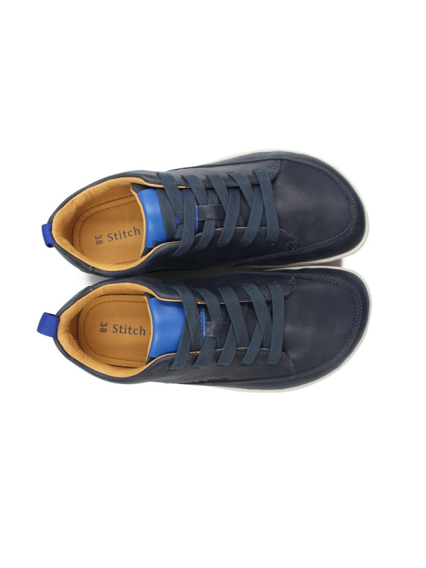 Męskie i damskie półbuty barefoot na wiosnę skóra naturalna Stitch & walk S088-61255A royal blue