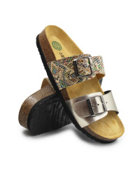 Klapki damskie złote do pracy na lato Dr Brinkmann 700067-82