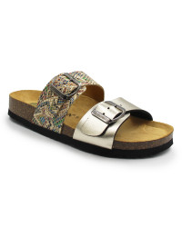 Klapki damskie złote do pracy na lato Dr Brinkmann 700067-82