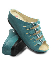 Klapki damskie na koturnie ze skóry naturalnej Berkemann Hassel 00737-376