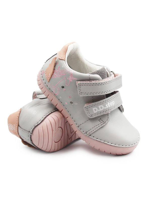 Buty Dla Dziewczynki Wiosenne Świecące LED z Jednorożcem DD STEP S050-61970 Dove Grey