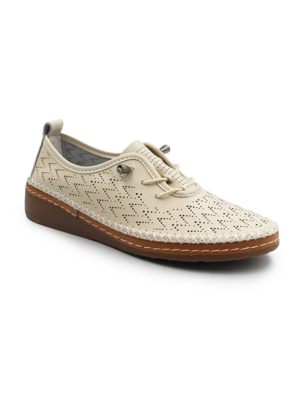 Ażurowe skórzane półbuty na wiosnę damskie T. Sokolski OC W26-78 BEIGE