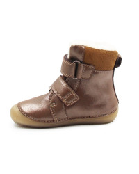 Zimowe Buty Dla Dziewczynki Świecące w Ciemności Barefoot DD STEP W063-52263BM Chocolate
