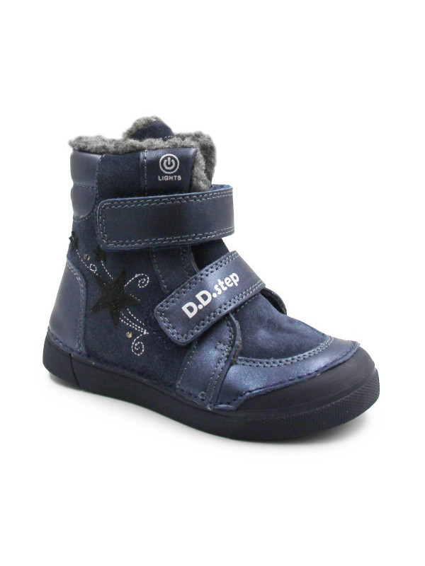Dziecięce Buty Na Zimę Ocieplane Dla Dziewczynki LED DD STEP Royal Blue W068-52745M