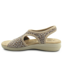 Sandały na lato do pracy z miękkiej tkaniny dla kobiet w panterkę Sanital-Flex 8022.17