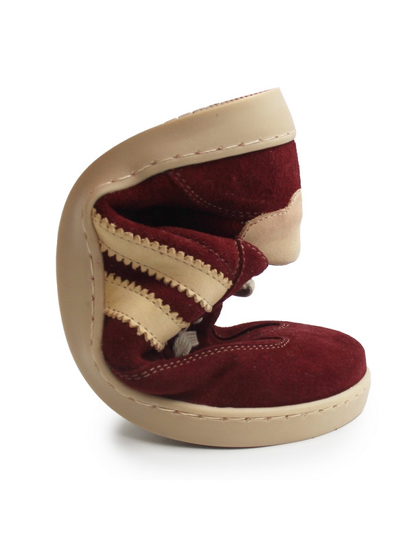 Półbuty barefoot dla  kobiet na wiosnę ze skóry naturalnej Helios 469 c. wiśnia