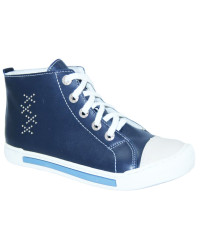 Skórzane trampki dla dziewczynki granatowe Dawid 1108